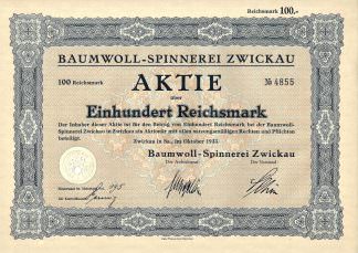 Baumwoll-Spinnerei Zwickau, 1933