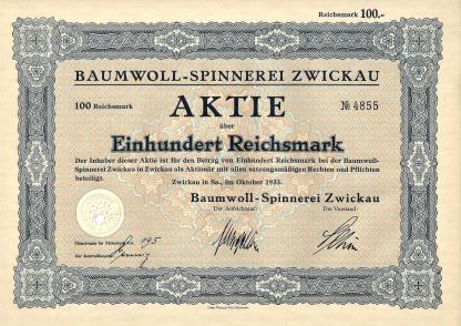 Baumwoll-Spinnerei Zwickau, 1933