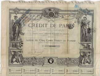 Credit de Paris S.A., 1881 - Gründeraktie