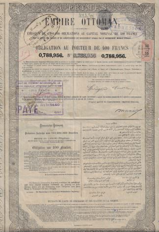 Empire Ottoman (Ottomanisches Kaiserreich), 3% Obligation (1870)
