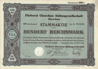 Färberei Glauchau Aktiengesellschaft, 1932