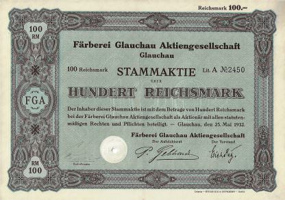Färberei Glauchau Aktiengesellschaft, 1932