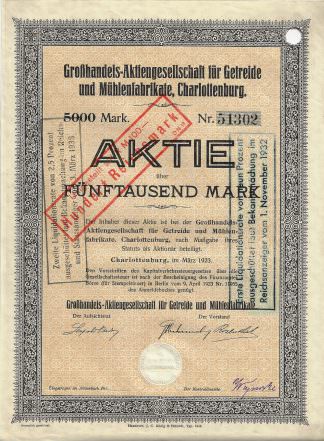 Großhandels-Aktiengesellschaft für Getreide und Mühlenfabrikate, Charlottenburg (1923)
