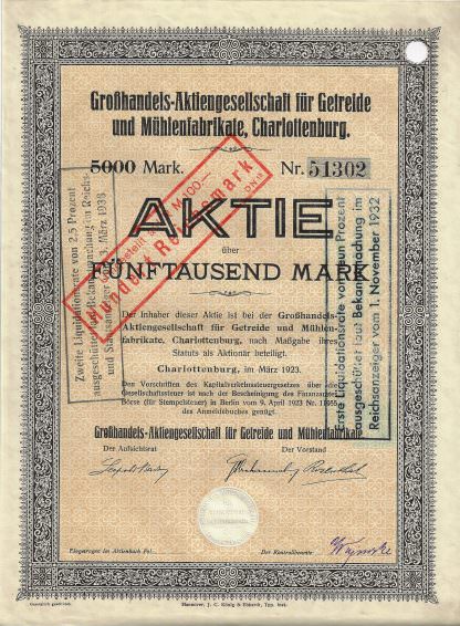 Großhandels-Aktiengesellschaft für Getreide und Mühlenfabrikate, Charlottenburg (1923)
