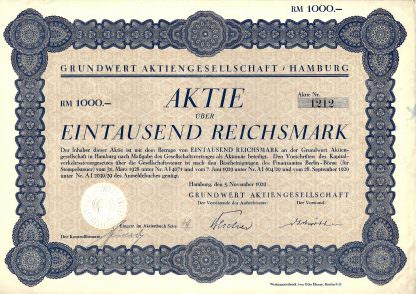 Grundwert Aktiengesellschaft, Hamburg (1929)