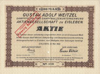 Gustav Adolf Weitzel Dampfpflug- und Dampfwalzenunternehmung AG zu Eisleben
