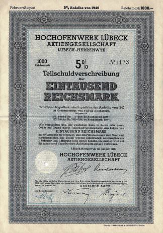 Hochofenwerk Lübeck Aktiengesellschaft Lübeck-Herrenwyk, 1940