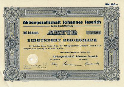 Aktiengesellschaft Johannes Jeserich Berlin-Charlottenburg, 1936