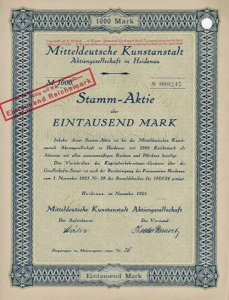Mitteldeutsche Kunstanstalt Aktiengesellschaft in Heidenau, 1923