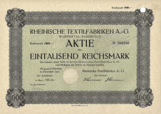 Rheinische Textilfabriken A.-G. Wuppertal-Elberfeld, 1930