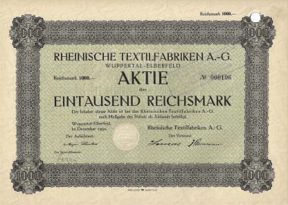 Rheinische Textilfabriken A.-G. Wuppertal-Elberfeld, 1930