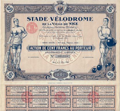 Stade-Velodrome de la Ville de Nice fondation Antoine Duprez S.A., 1926