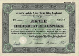 Vereinigte Deutsche Nickel-Werke Aktien-Gesellschaft vormals Westfälisches Nickelwalzwerk Fleitmann, Witte & Co. Schwerte (Ruhr)