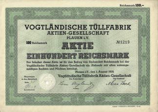 Vogtländische Tüllfabrik Aktien-Gesellschaft Plauen i.V., 1938