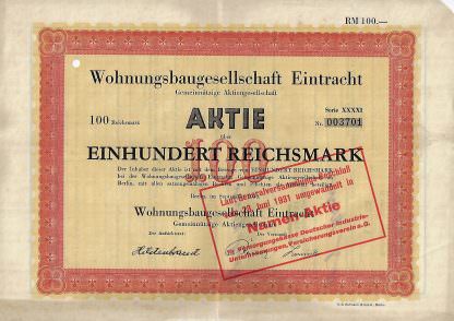 Wohnungsbaugesellschaft Eintracht Gemeinnützige Aktiengesellschaft, Berlin (1930)