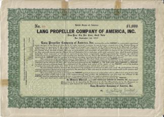 Lang Propeller Company of America, No. 10 !!! Originalsignaturen Lang u. Montant