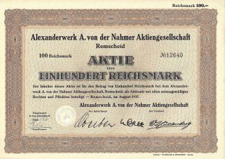 Alexanderwerk A. von der Nahmer Aktiengesellschaft Remscheid, 1937