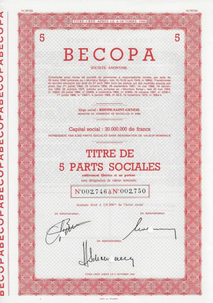 Becopa S.A., Rhode-Saint-Genese (1970)