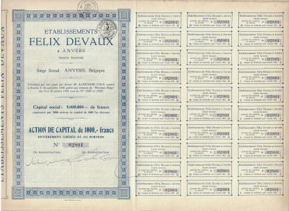 Etablissements Felix Devaux a Anvers S.A., 1929
