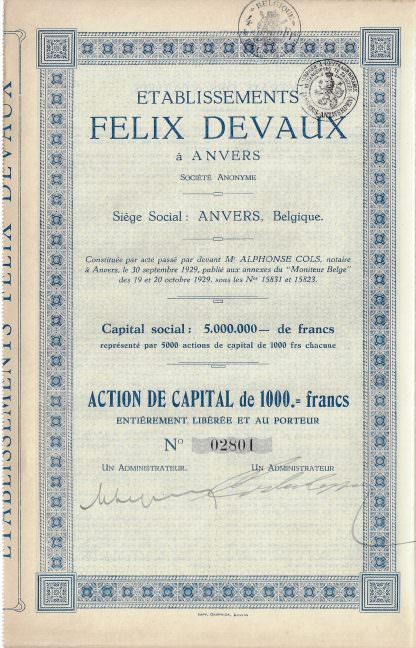 Etablissements Felix Devaux a Anvers S.A., 1929 – Bild 2