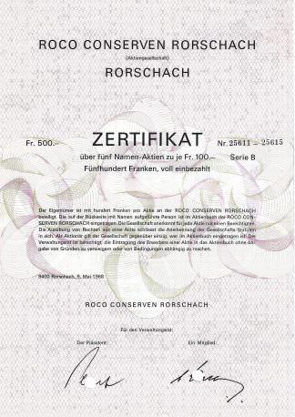 Roco Conserven Rorschach (Aktiengesellschaft) Rorschach, 1968