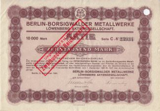 Berlin-Borsigwalder Metallwerke Löwenberg Aktiengesellschaft, 1923