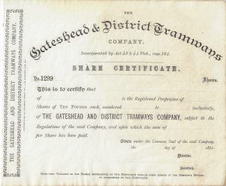 Gateshead & District Tramways Company, 1881