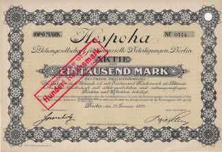 Hespoha Aktiengesellschaft für Finanzielle Beteiligungen, Berlin (1923)