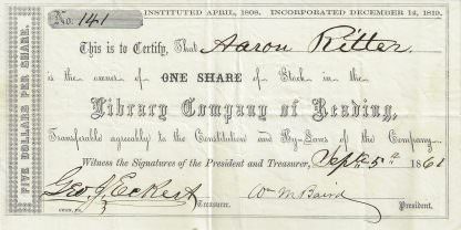 Library Company of Reading, 1861