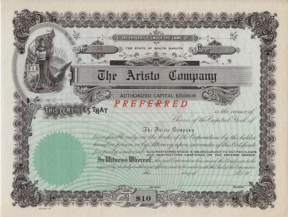 The Aristo Company, South Dakota, 1900er Jahre