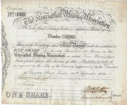The Kinzigthal Mining Association (Bergbauverein Kinzigthal), 1853