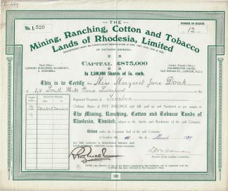 The Mining, Ranching, Cotton and Tobacco Lands of Rhodesia, Limited (1931)
