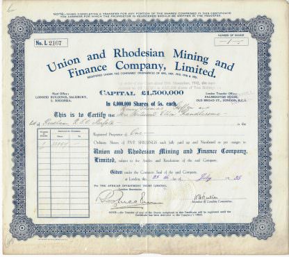 Union and Rhodesian Mining and Finance Company, Limited (1935)