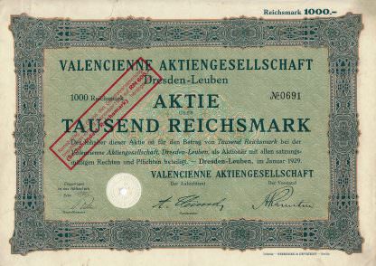 Valencienne Aktiengesellschaft Dresden-Leuben, 1929