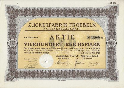 Zuckerfabrik Froebeln Aktiengesellschaft, 1928