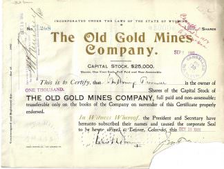 The Old Gold Mines Company, 1901