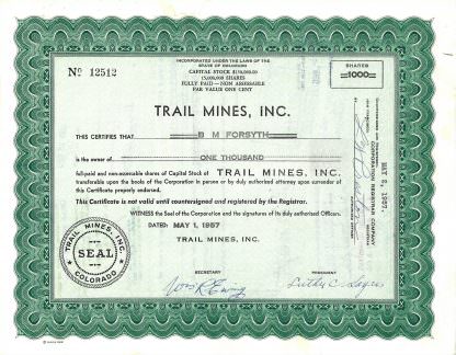 Trail Mines, Inc., 1950er Jahre