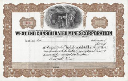 West End Consolidated Mines Corporation, Tonopah, Nevada
