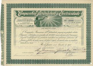 Companhia Paranaense de Electricidade, 7% Debenture, Rio de Janeiro, 1912