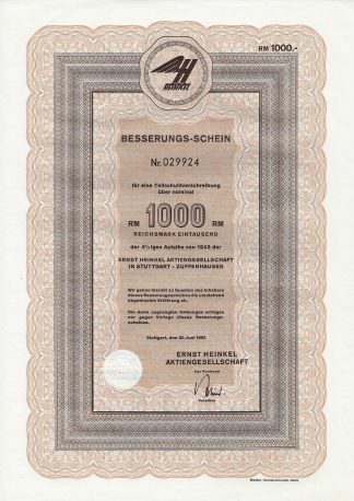 Ernst Heinkel Aktiengesellschaft - Besserungs-Schein, 1962