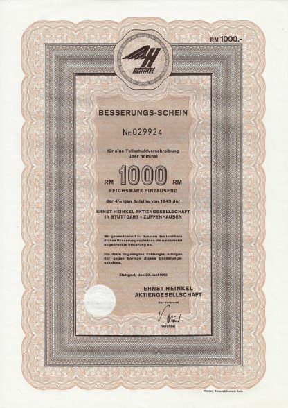 Ernst Heinkel Aktiengesellschaft - Besserungs-Schein, 1962