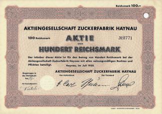 Aktiengesellschaft Zuckerfabrik Haynau, 1935
