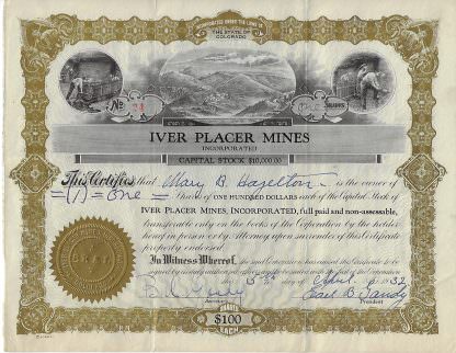 Iver Placer Mines Incorporated, 1932