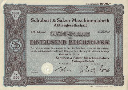 Schubert & Salzer Maschinenfabrik Aktiengesellschaft, Chemnitz, 1942