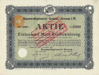 Baumwollspinnerei Gronau, Gronau i. W., 1922