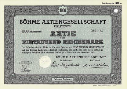 Böhme Aktiengesellschaft Delitzsch, 1941