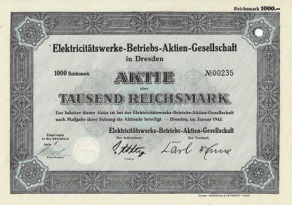 Elektricitätswerke-Betriebs-Aktien-Gesellschaft in Dresden, 1942