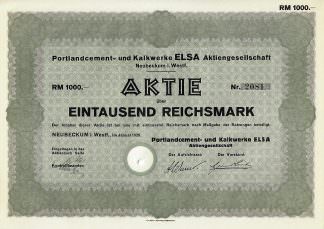 Portlandcement- und Kalkwerke ELSA Aktiengesellschaft Neubeckum i. Westf., 1929