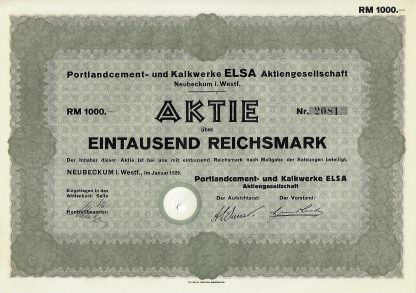 Portlandcement- und Kalkwerke ELSA Aktiengesellschaft Neubeckum i. Westf., 1929