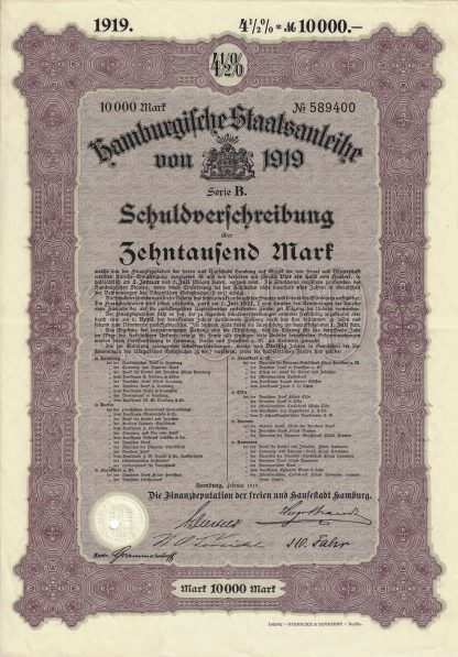 4,5% Hamburgische Staatsanleihe von 1919